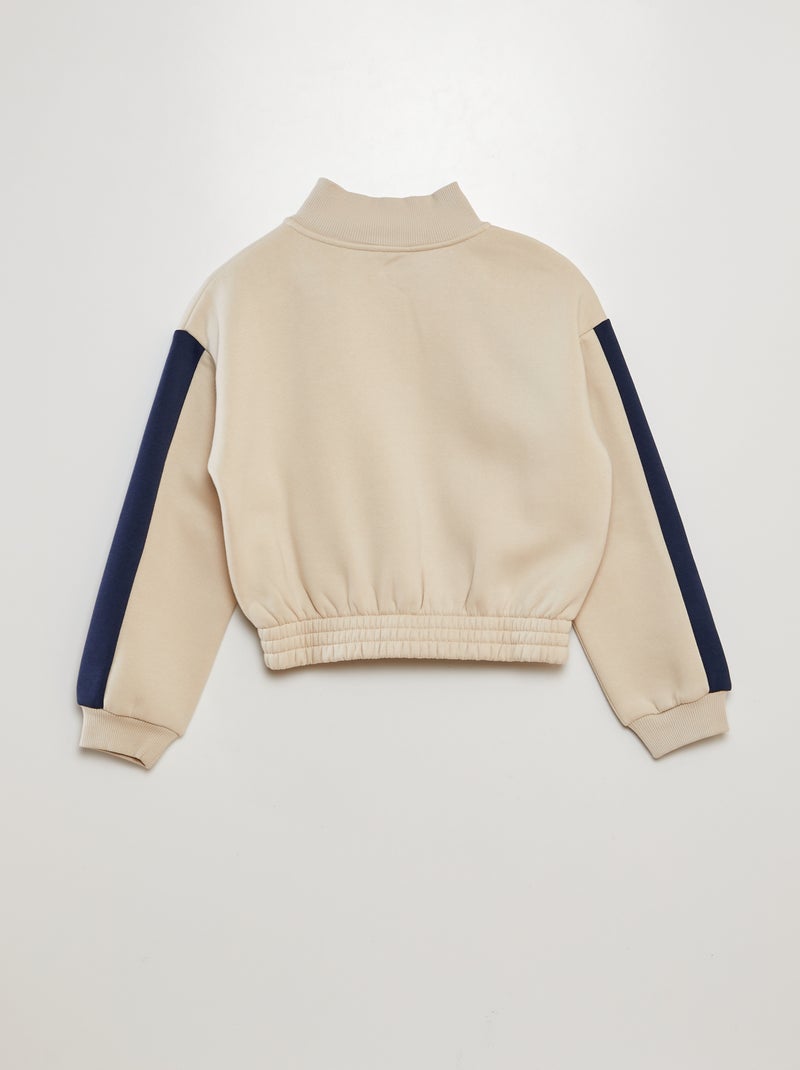Felpa con zip in stile college americano BEIGE - Kiabi
