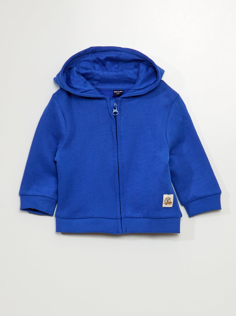 Felpa con zip in tessuto felpato blu - Kiabi