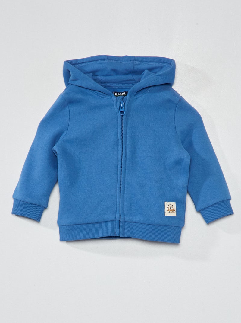 Felpa con zip in tessuto felpato BLU - Kiabi