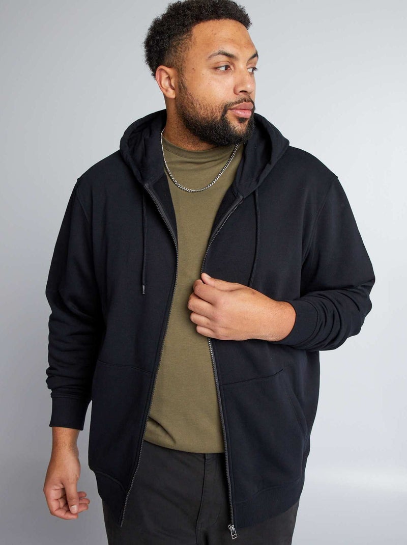 Felpa con zip in tessuto felpato con cappuccio nero - Kiabi