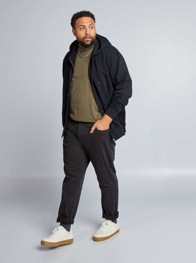 Felpa con zip in tessuto felpato con cappuccio nero - Kiabi