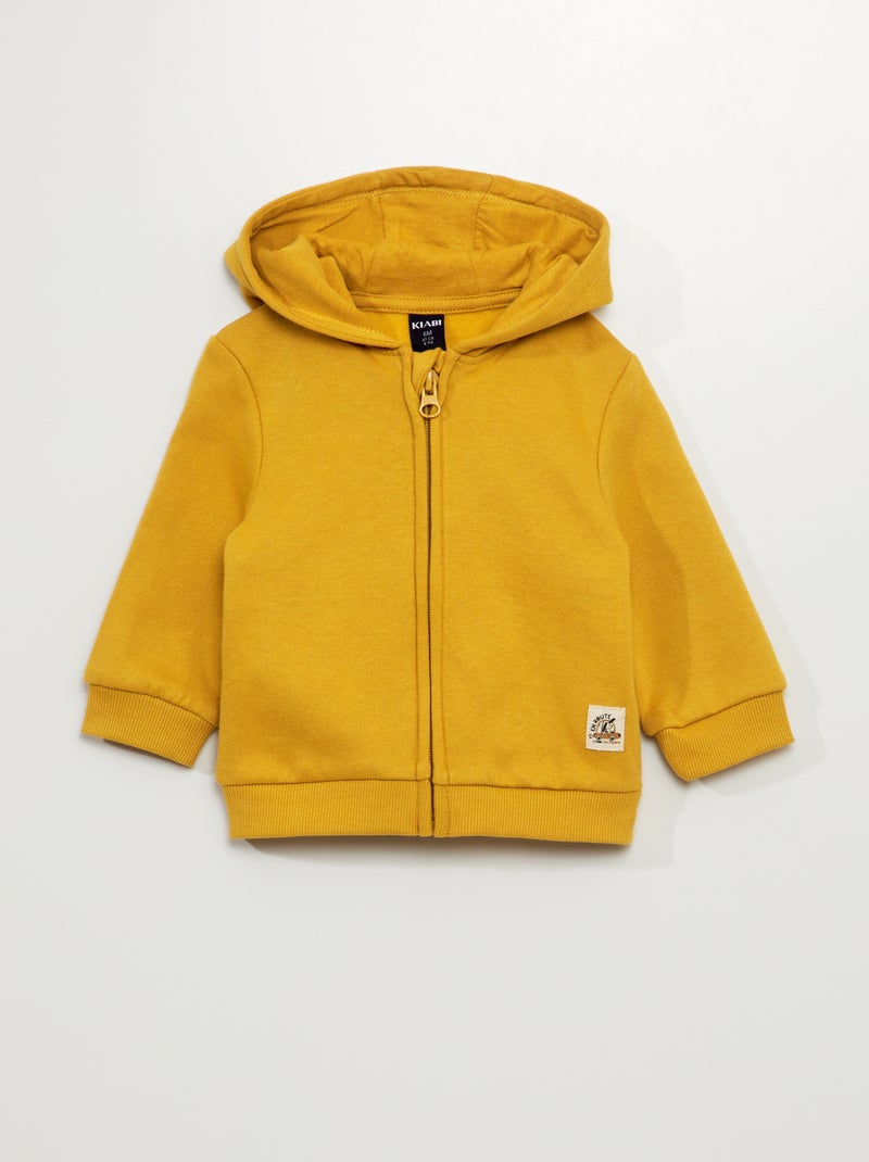 Felpa con zip in tessuto felpato giallo - Kiabi