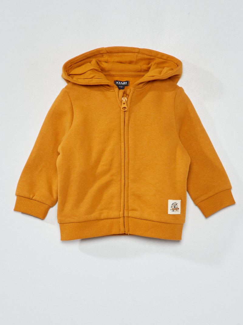 Felpa con zip in tessuto felpato GIALLO - Kiabi