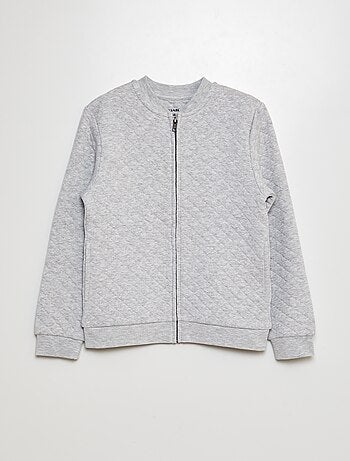 Felpa con zip in tessuto felpato trapuntato