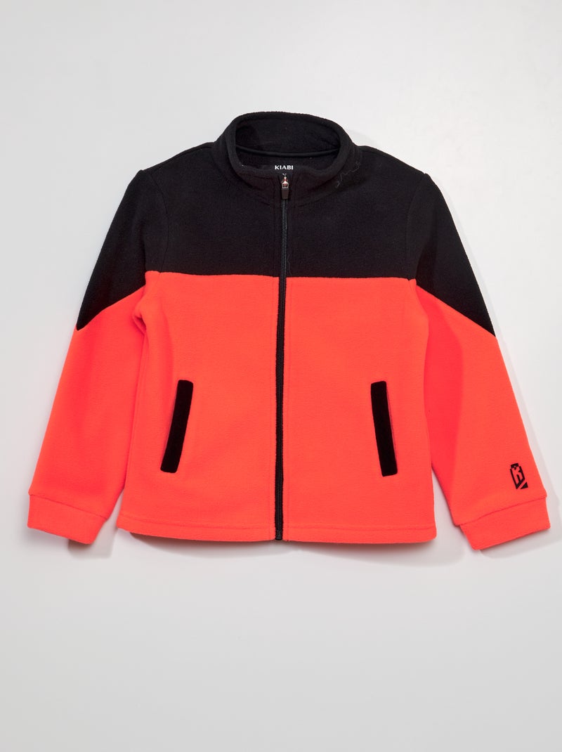 Felpa con zip in tessuto pile ARANCIONE - Kiabi