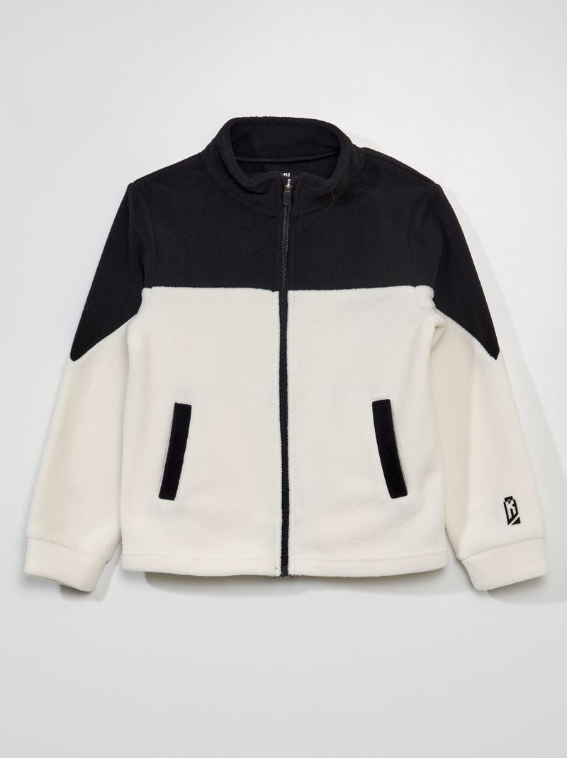 Felpa con zip in tessuto pile BIANCO - Kiabi