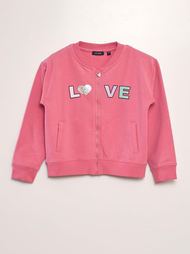 Felpa con zip 'LOVE' ROSA - Kiabi