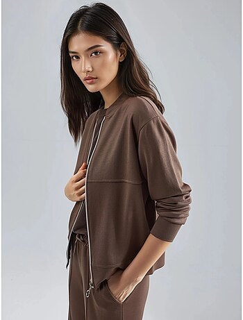 Felpa con zip modal touch e pantaloni a costine co-ord set hiccup