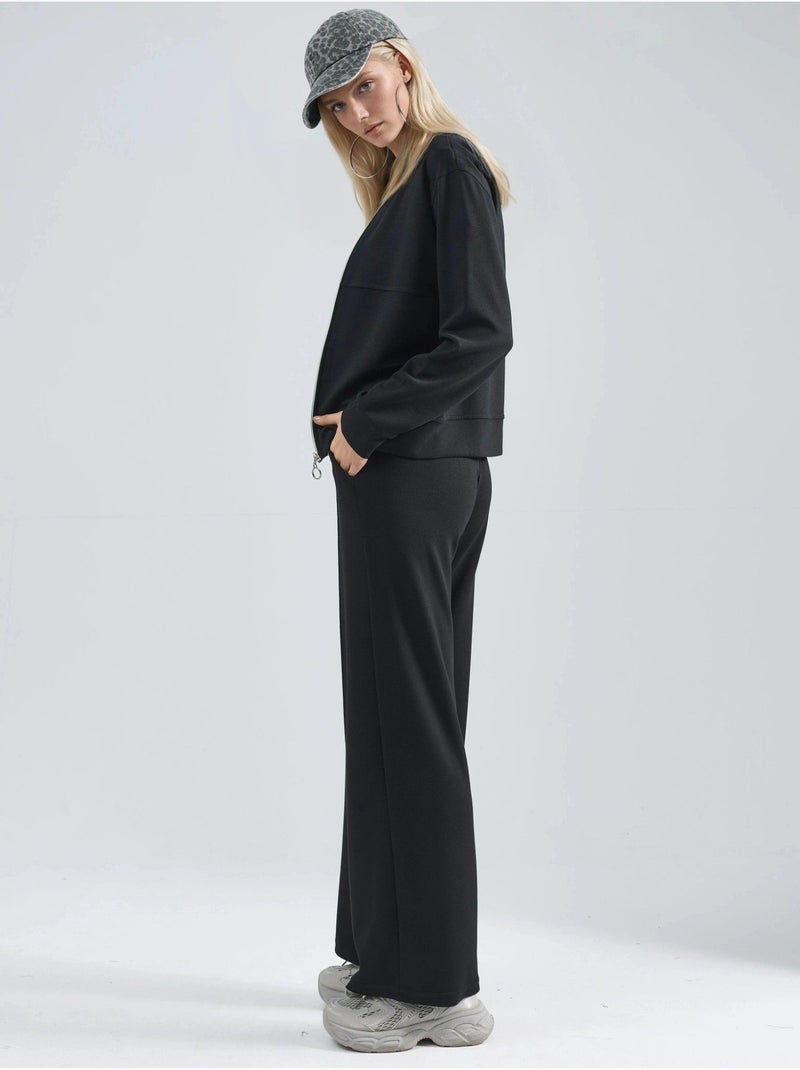 Felpa con zip modal touch e pantaloni a costine co-ord set hiccup Nero - Kiabi