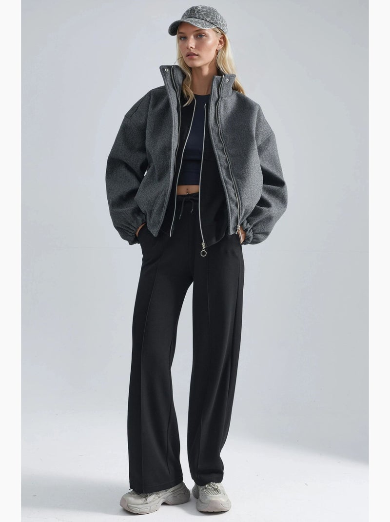 Felpa con zip modal touch e pantaloni a costine co-ord set hiccup Nero - Kiabi