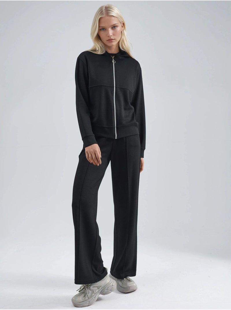 Felpa con zip modal touch e pantaloni a costine co-ord set hiccup Nero - Kiabi