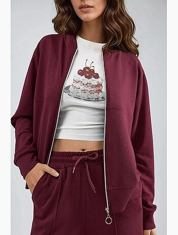 Felpa con zip modal touch e pantaloni a costine co-ord set hiccup