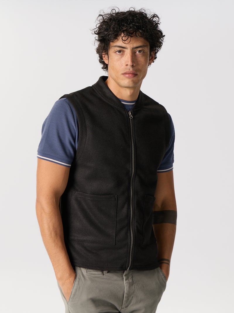 Felpa con zip senza maniche Nero - Kiabi