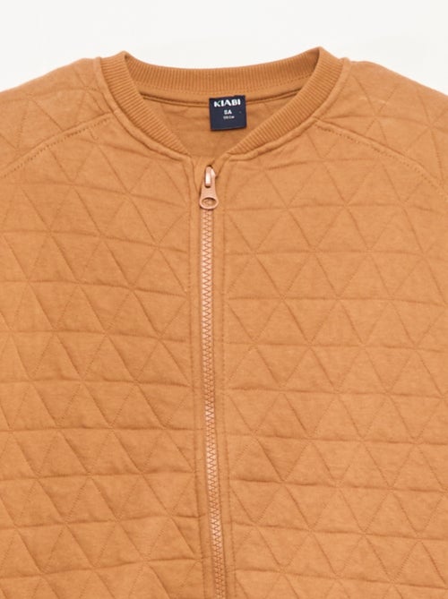 Felpa con zip trapuntata in cotone tinta unita - Kiabi