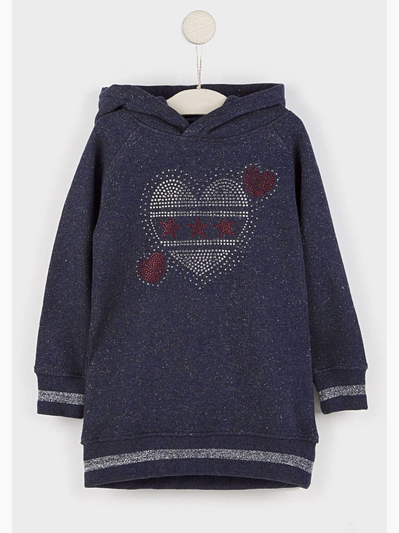 Felpa conguitos corazones vestido Blu marino - Kiabi