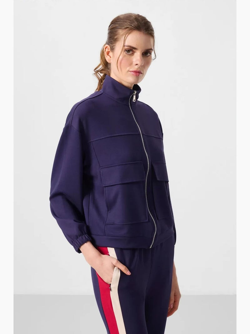 Felpa corta ampia con zip tommy Blu marino - Kiabi