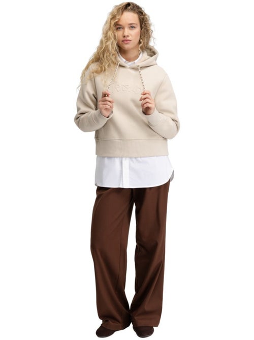 Felpa corta con cappuccio da donna donna jolla-w sand - Kiabi Felpa corta con cappuccio da donna donna jolla-w sand - Kiabi