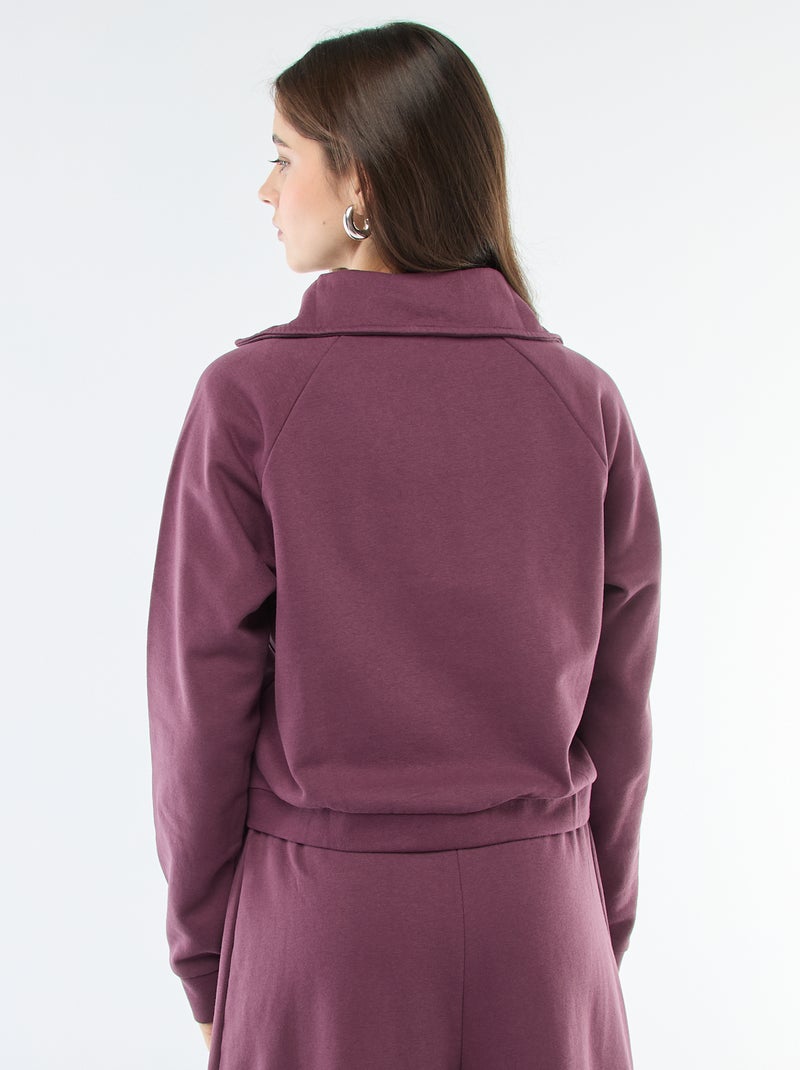 Felpa corta con zip e scritta ricamata Viola - Kiabi