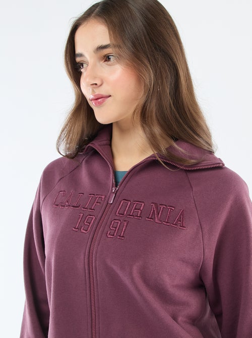 Felpa corta con zip e scritta ricamata - Kiabi