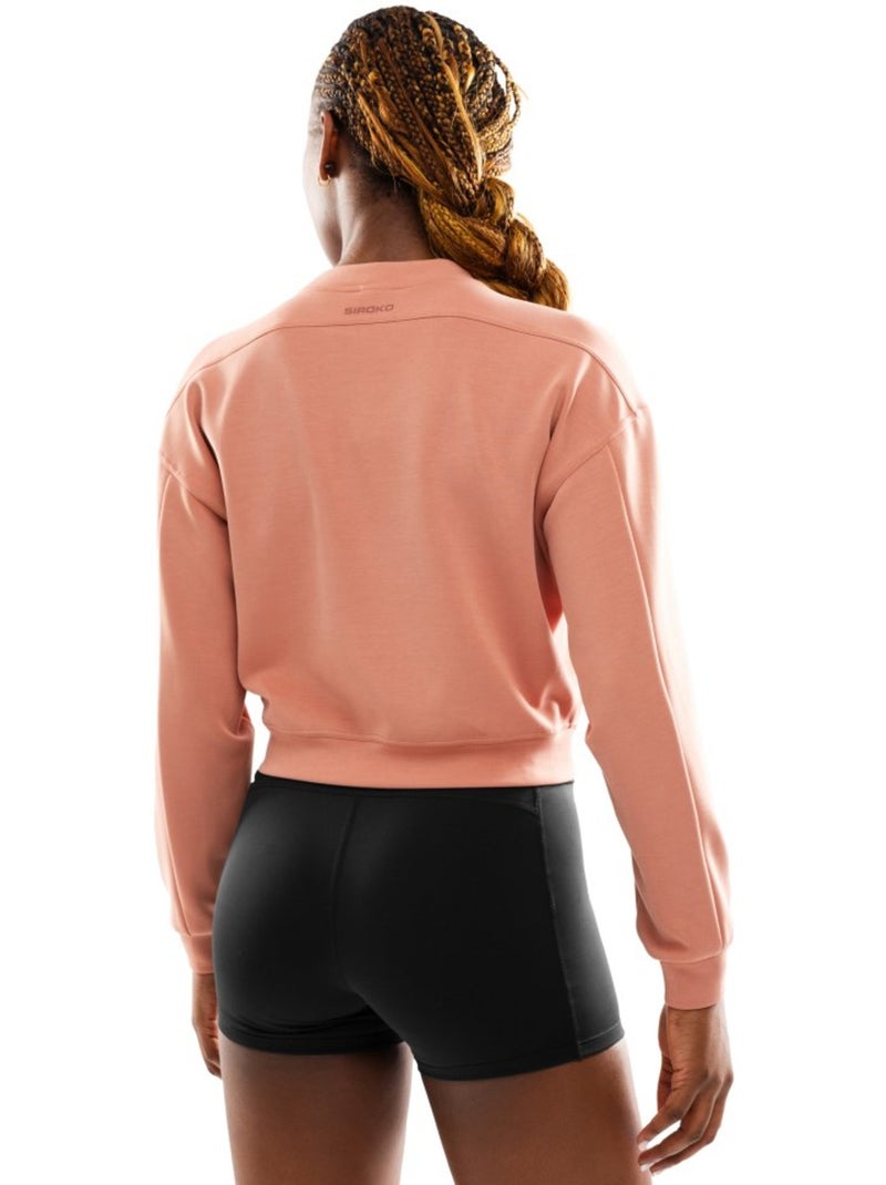 Felpa corta da allenamento da donna fitness donna pinnacle Corallo - Kiabi