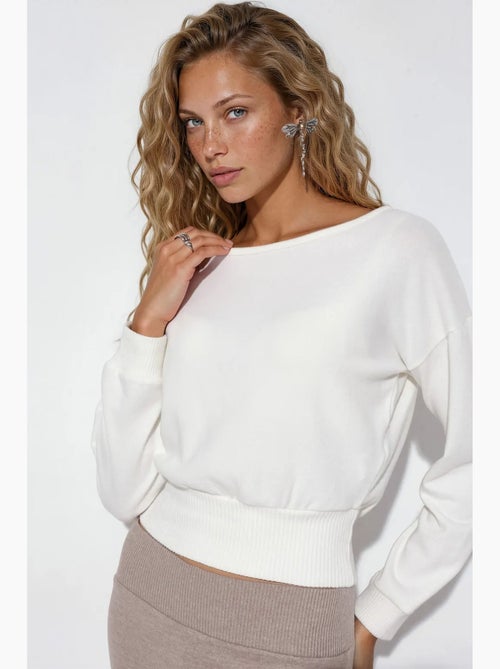 Felpa corta da donna con girocollo busem - Kiabi