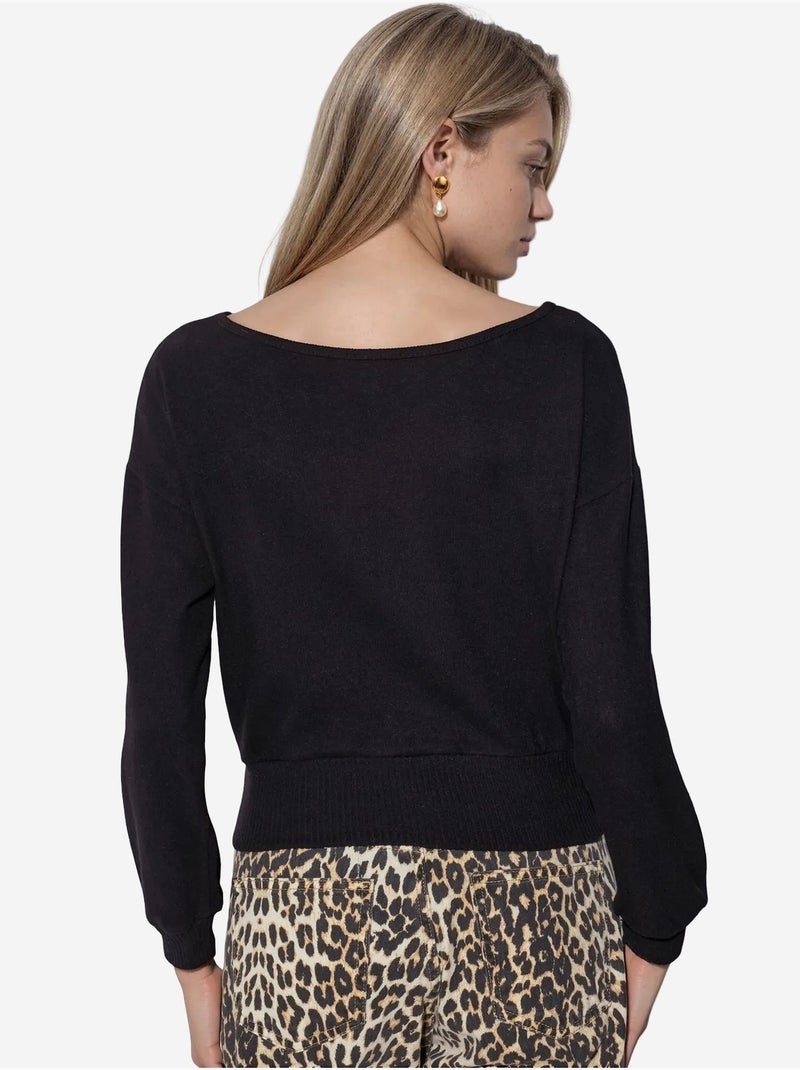 Felpa corta da donna con girocollo busem Nero - Kiabi