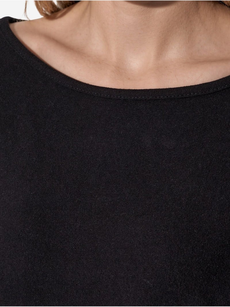 Felpa corta da donna con girocollo busem Nero - Kiabi