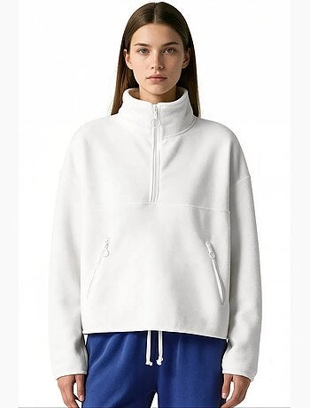 Felpa corta da donna con mezza zip busem