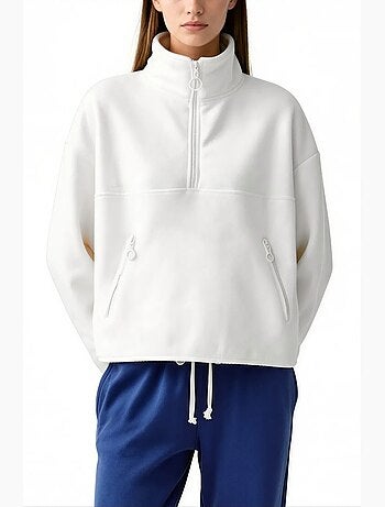 Felpa corta da donna con mezza zip busem