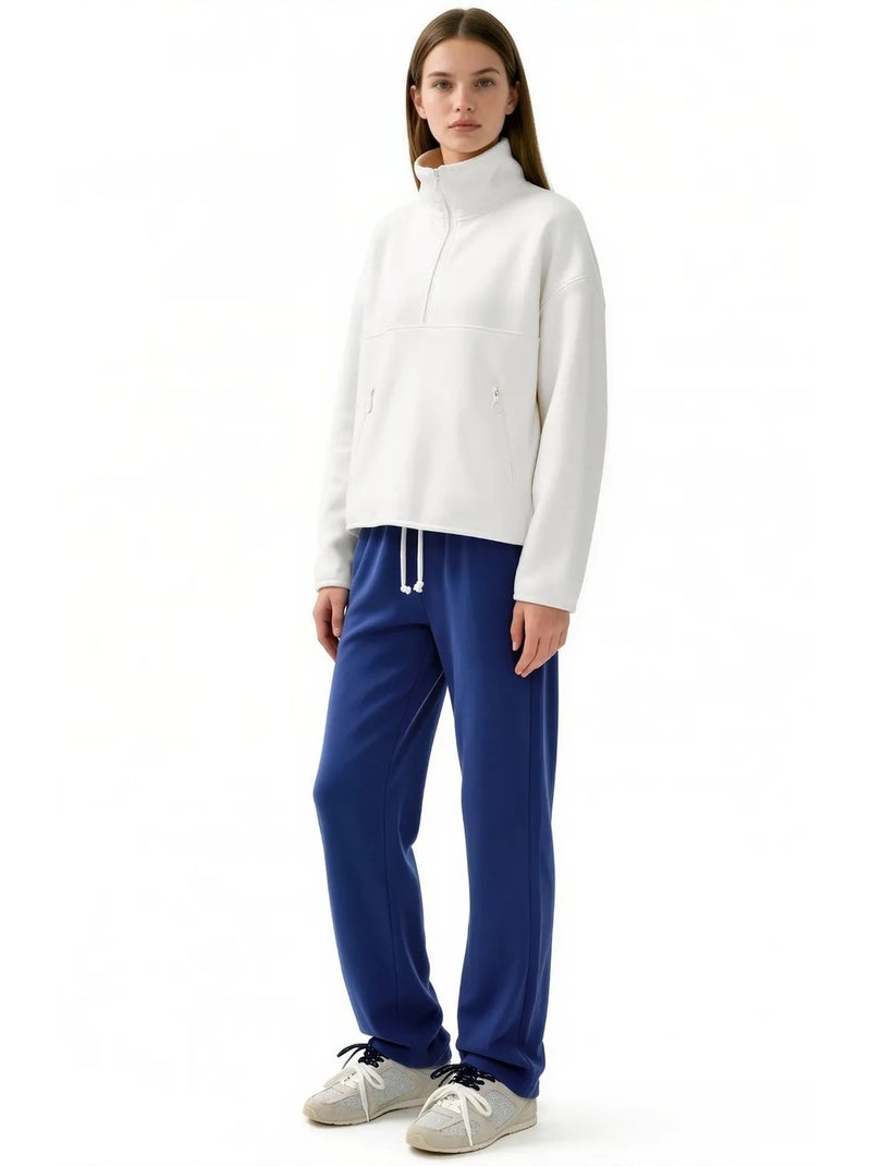 Felpa corta da donna con mezza zip busem Crema - Kiabi