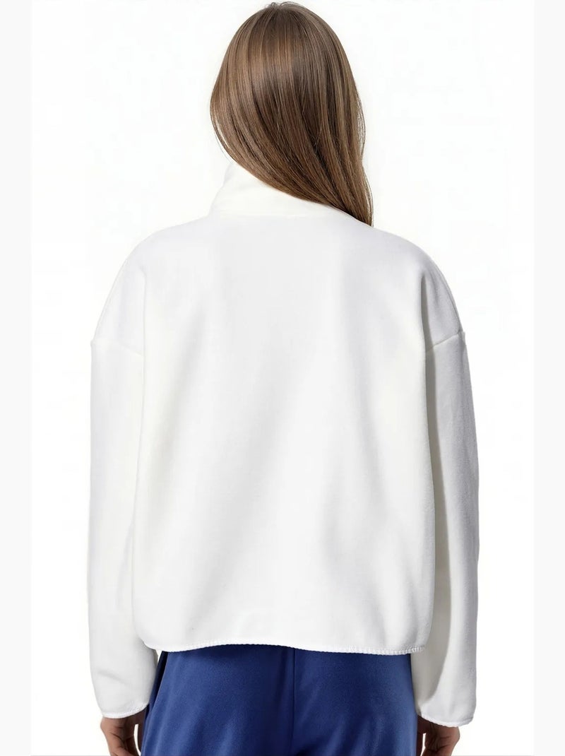 Felpa corta da donna con mezza zip busem Crema - Kiabi