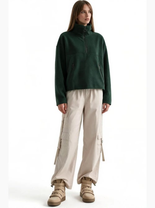 Felpa corta da donna con mezza zip busem - Kiabi Felpa corta da donna con mezza zip busem - Kiabi