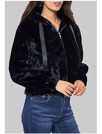 Felpa corta in pile con cappuccio Kebello