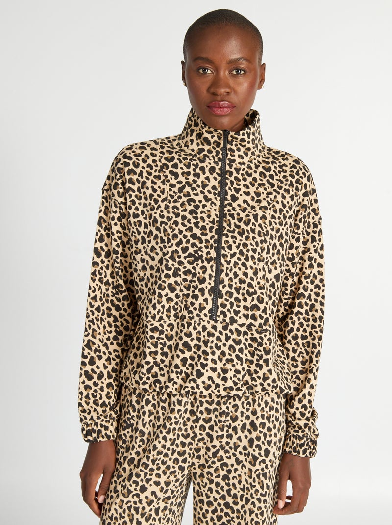 Felpa corta leopardata BEIGE - Kiabi