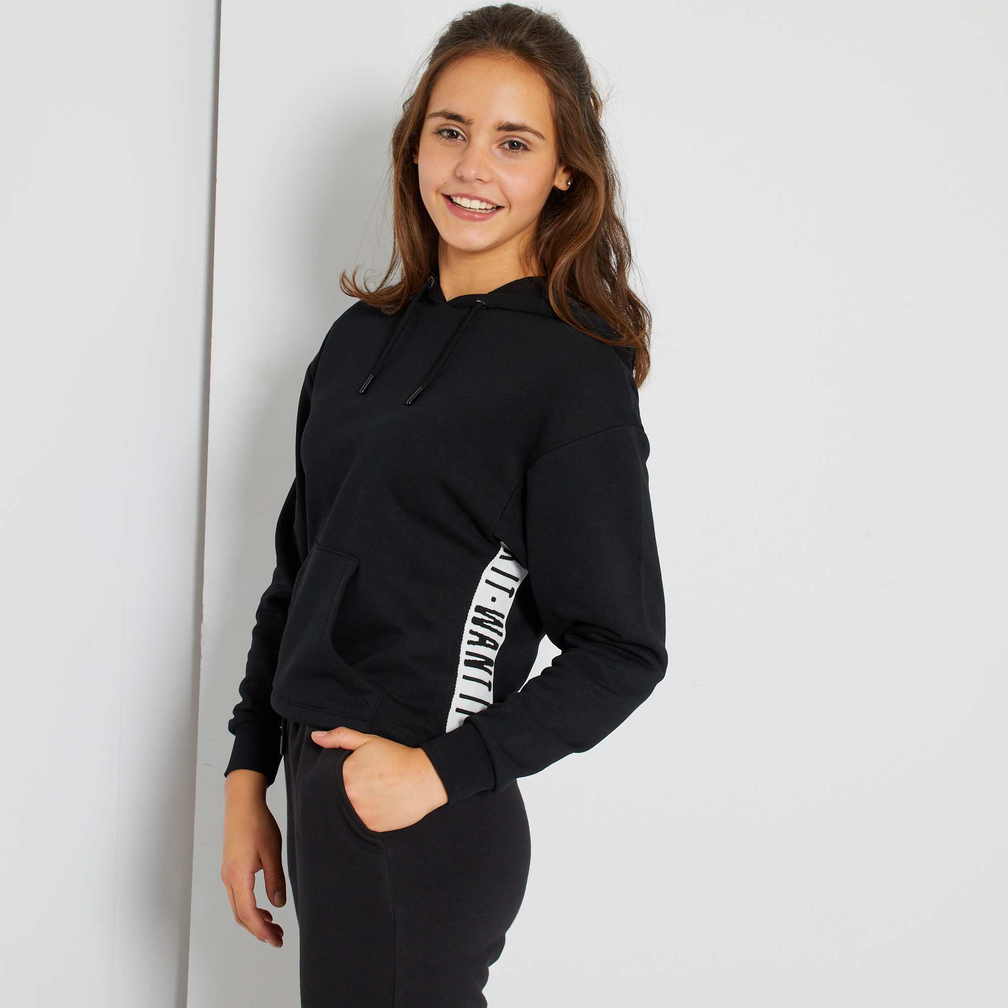 Felpa In Velluto Nero Con Scollo Assimmetrico E Arricciatura 10-14 Anni - Foto 7