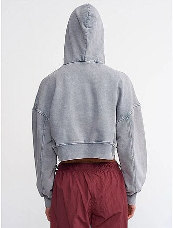 Felpa corta oversize con cappuccio da donna dilvin