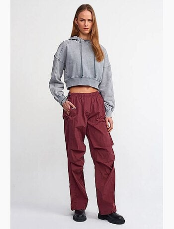 Felpa corta oversize con cappuccio da donna dilvin