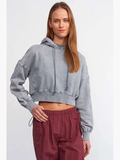 Felpa corta oversize con cappuccio da donna dilvin - Kiabi