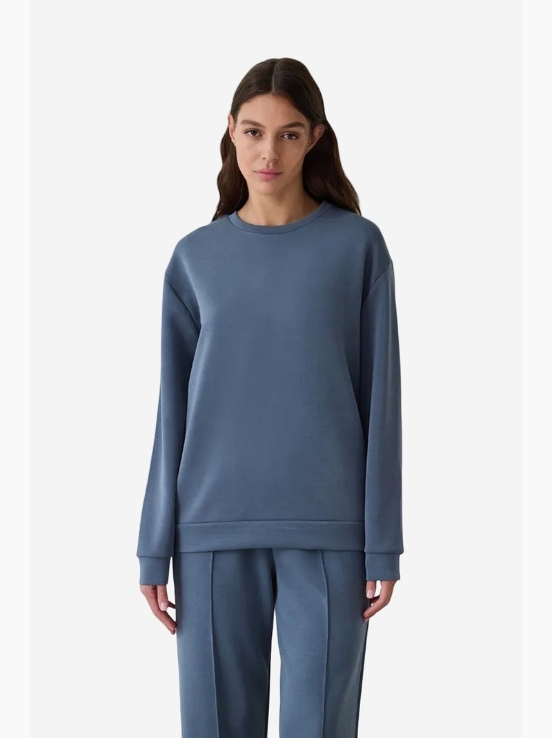 Felpa corta oversize in modal girocollo penti Blu - Kiabi
