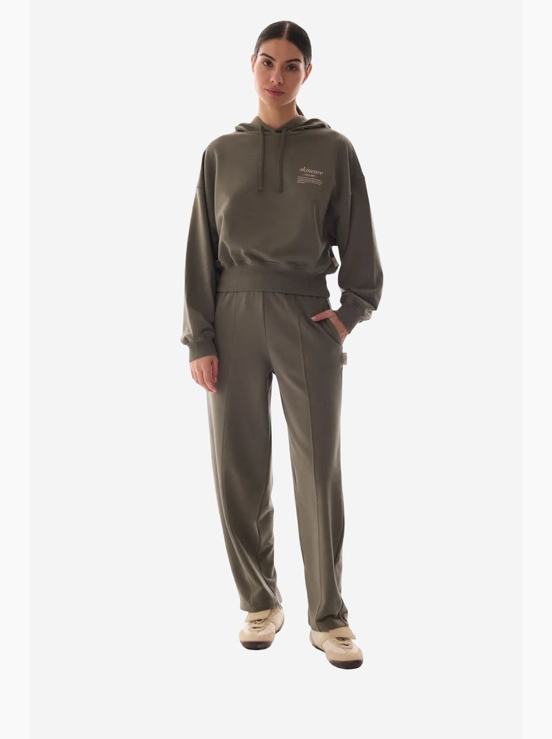 Felpa crop con cappuccio e maniche lunghe penti Cachi - Kiabi