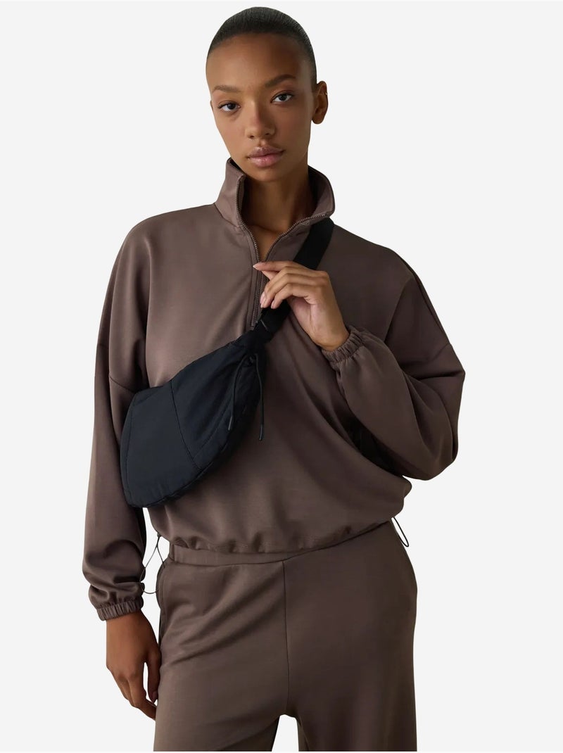 Felpa crop con collo alto silky feel penti Tortora - Kiabi