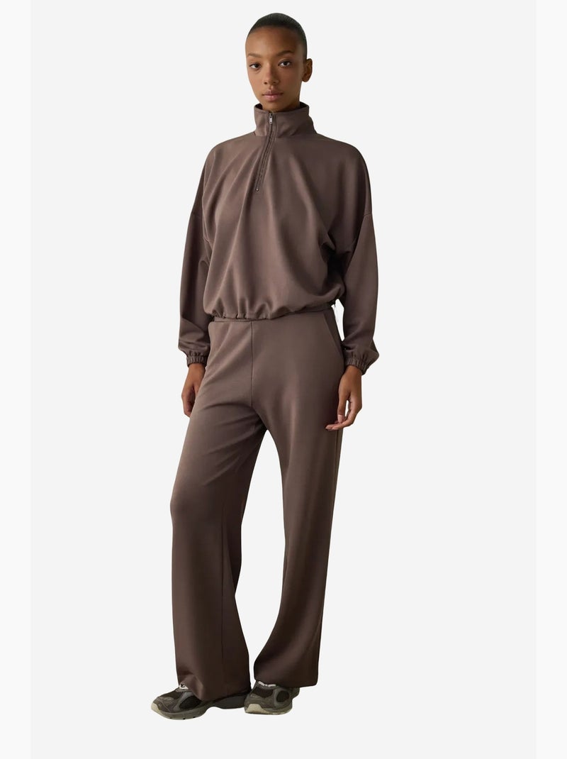 Felpa crop con collo alto silky feel penti Tortora - Kiabi