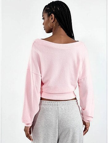 Felpa crop da donna con scollo a v busem