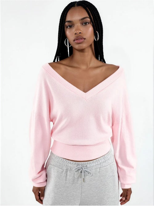 Felpa crop da donna con scollo a v busem - Kiabi