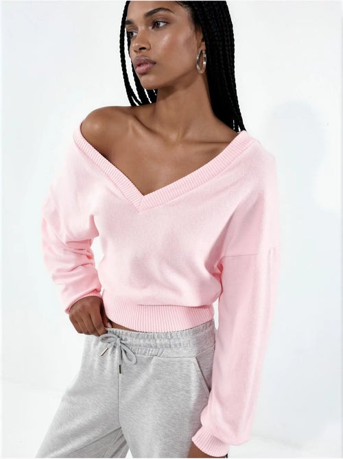 Felpa crop da donna con scollo a v busem - Kiabi