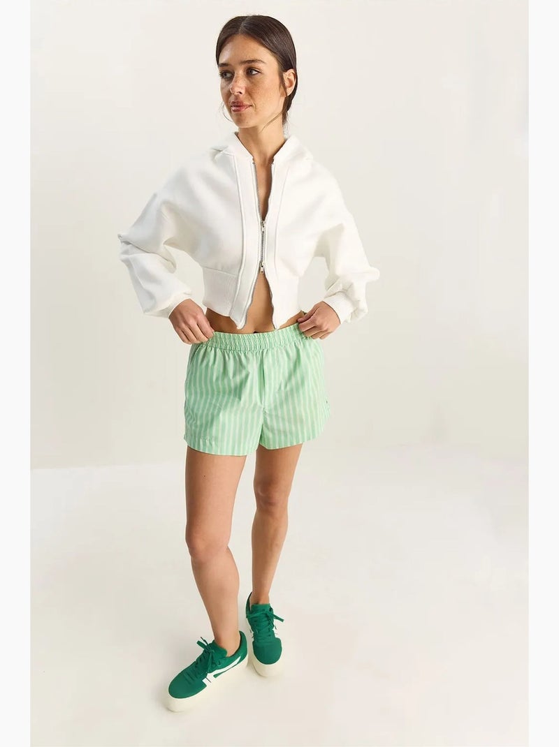 Felpa crop in maglia a coste con cappuccio, slim fit lucci Bianco - Kiabi