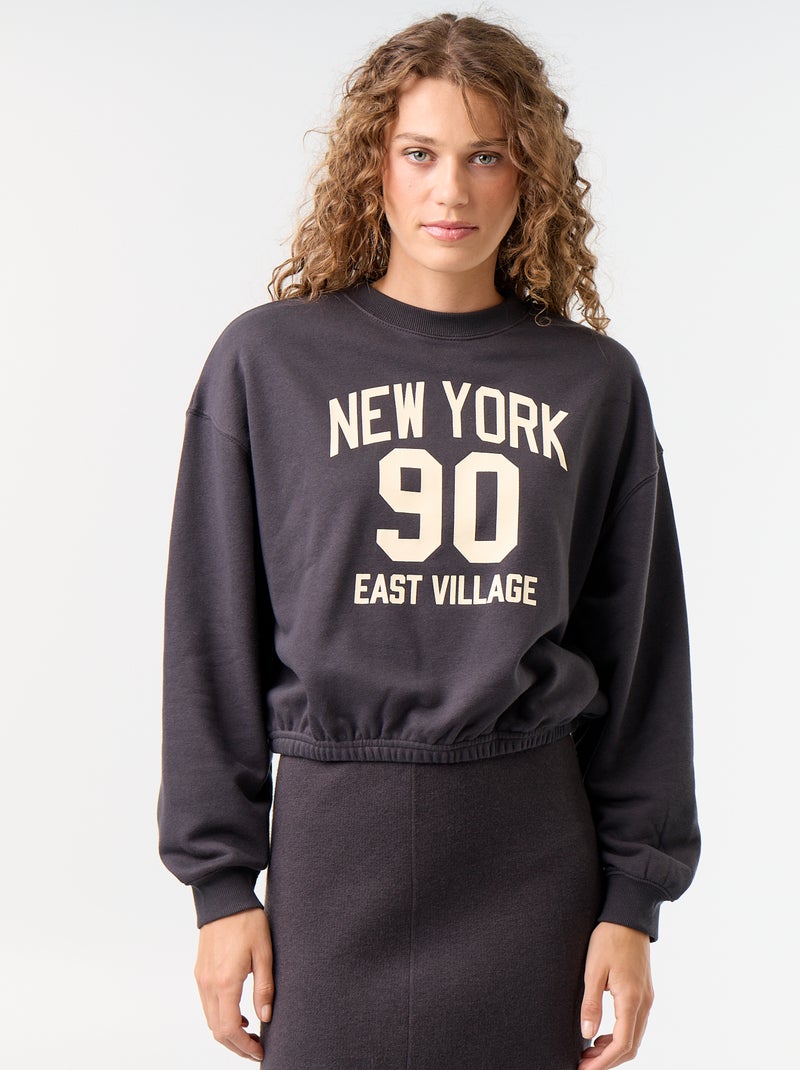 Felpa crop top Grigio - Kiabi