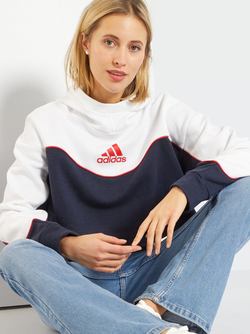 Felpa cropped 'adidas' con cappuccio BLU - Kiabi