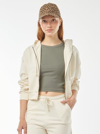Felpa cropped con cappuccio