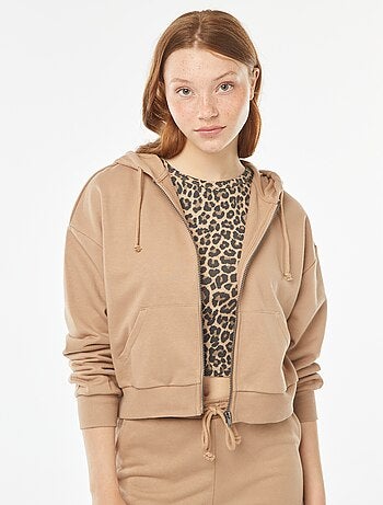 Felpa cropped con cappuccio